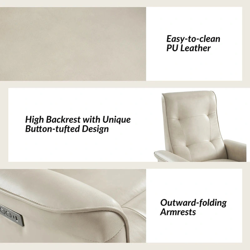 Fauteuil inclinable électrique pivotant en similicuir moderne Valentin avec ports USB par HULALA HOME