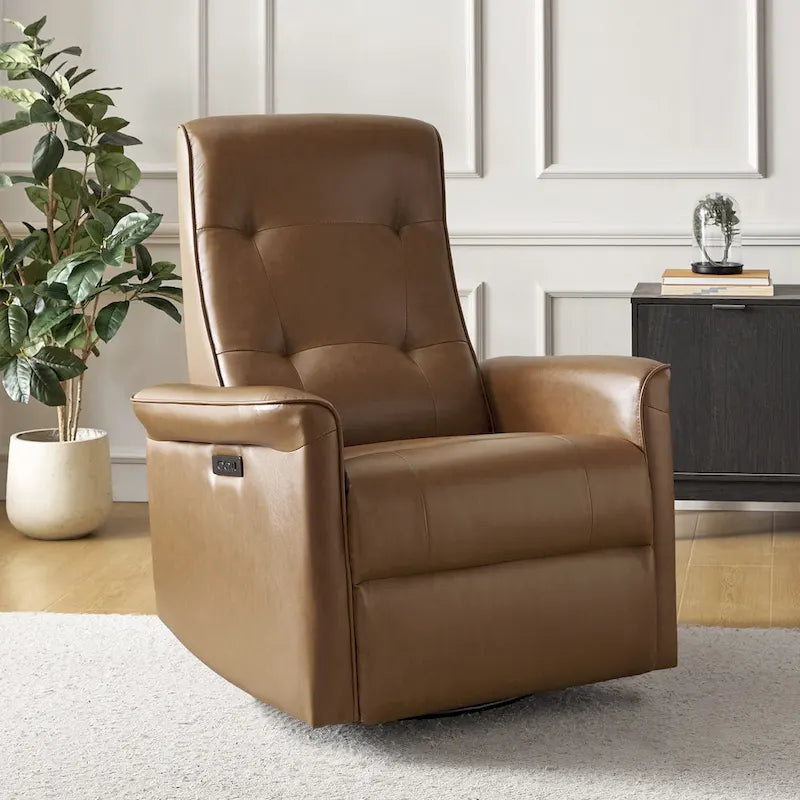 Fauteuil inclinable électrique pivotant en similicuir moderne Valentin avec ports USB par HULALA HOME