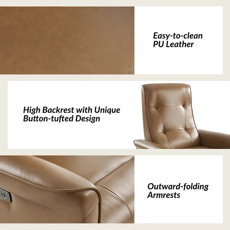 Fauteuil inclinable électrique pivotant en similicuir moderne Valentin avec ports USB par HULALA HOME