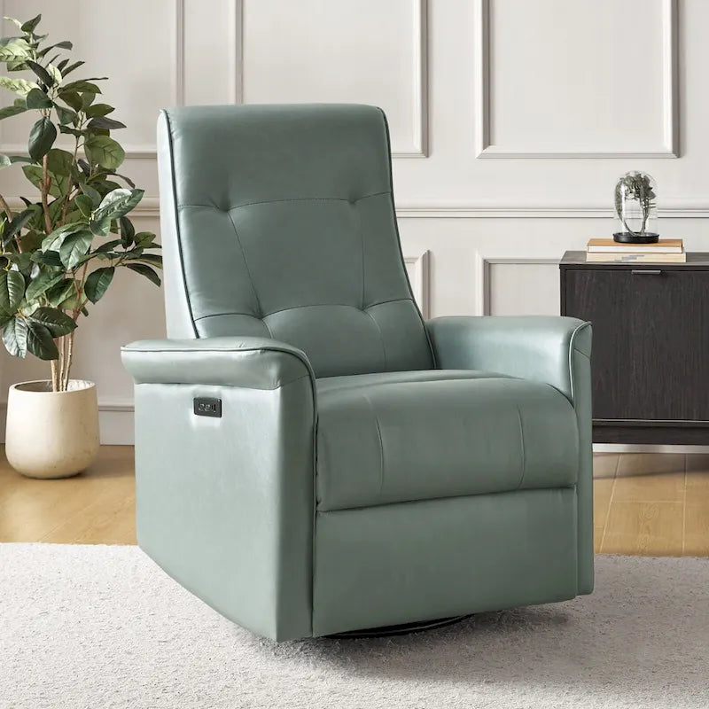 Fauteuil inclinable électrique pivotant en similicuir moderne Valentin avec ports USB par HULALA HOME