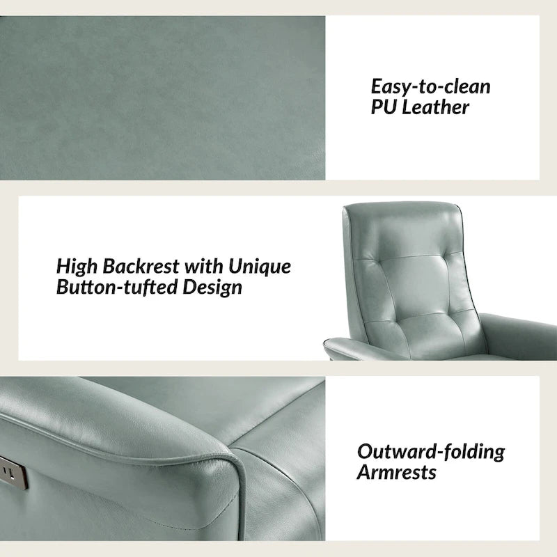 Fauteuil inclinable électrique pivotant en similicuir moderne Valentin avec ports USB par HULALA HOME