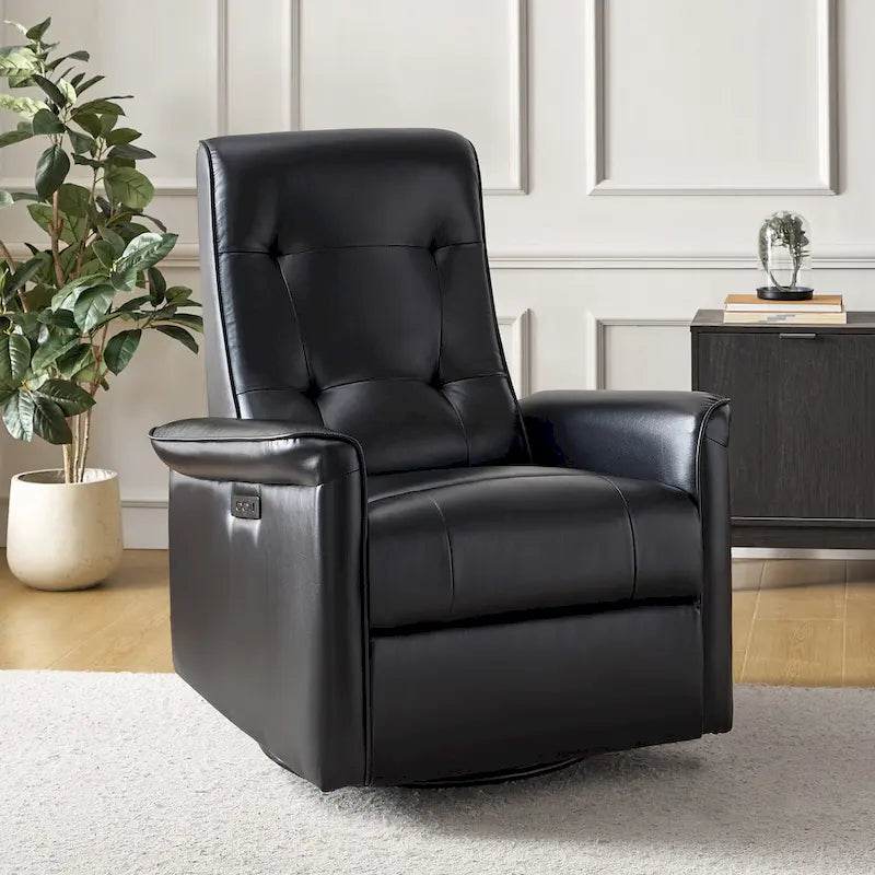 Fauteuil inclinable électrique pivotant en similicuir moderne Valentin avec ports USB par HULALA HOME