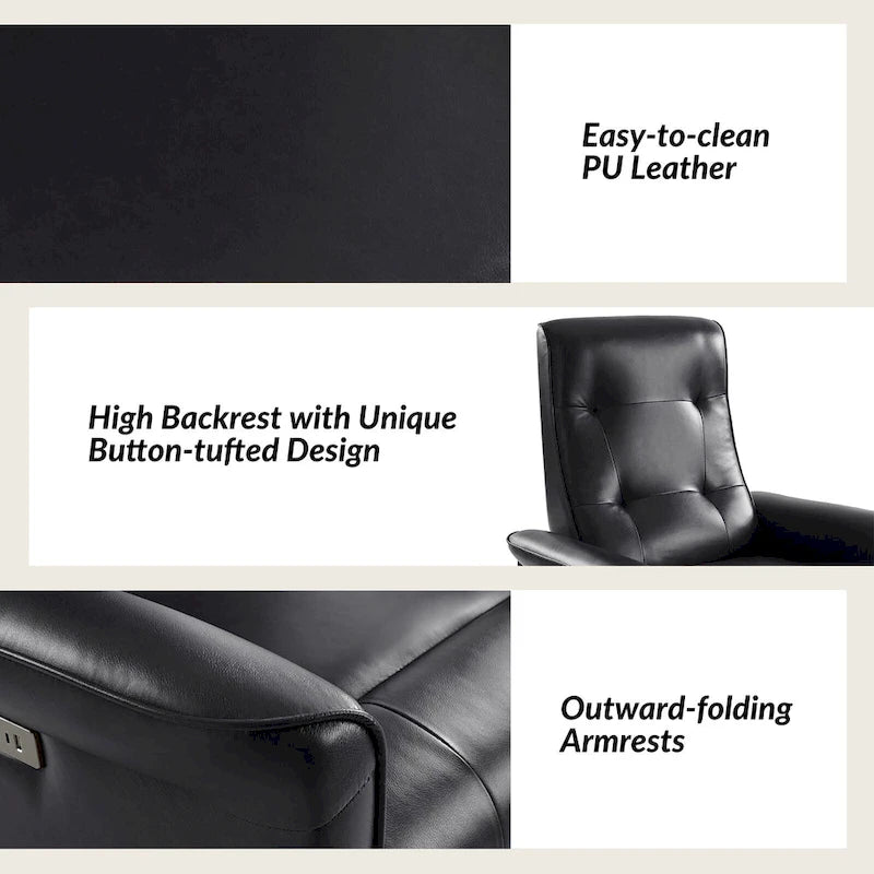 Fauteuil inclinable électrique pivotant en similicuir moderne Valentin avec ports USB par HULALA HOME