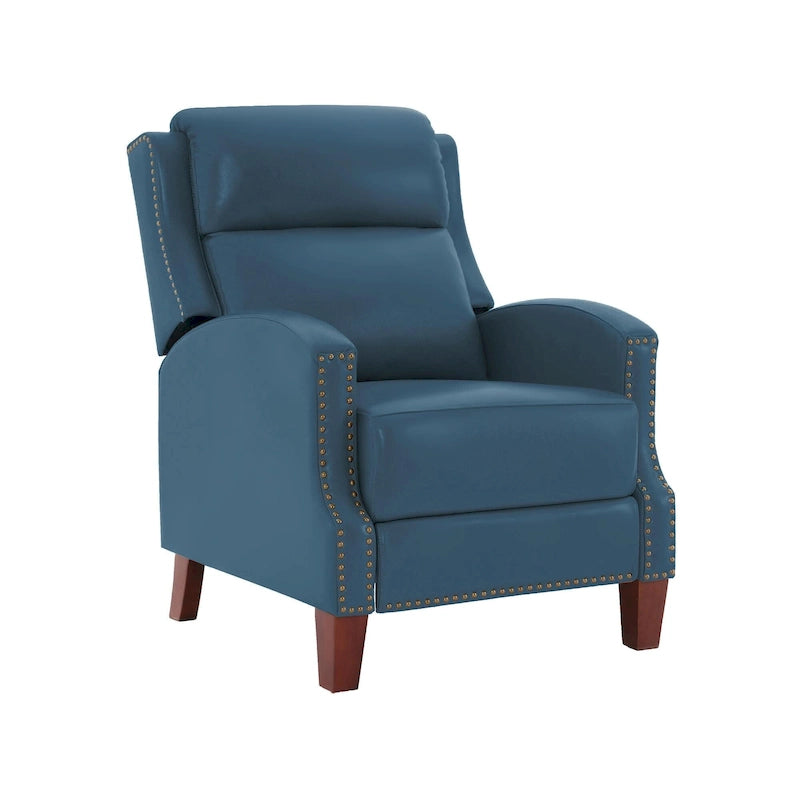 Fauteuil inclinable en cuir véritable avec dossier multi-angle et pieds en bois massif