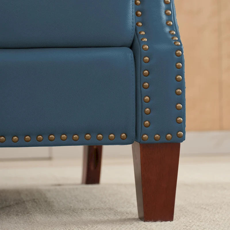 Fauteuil inclinable en cuir véritable avec dossier multi-angle et pieds en bois massif