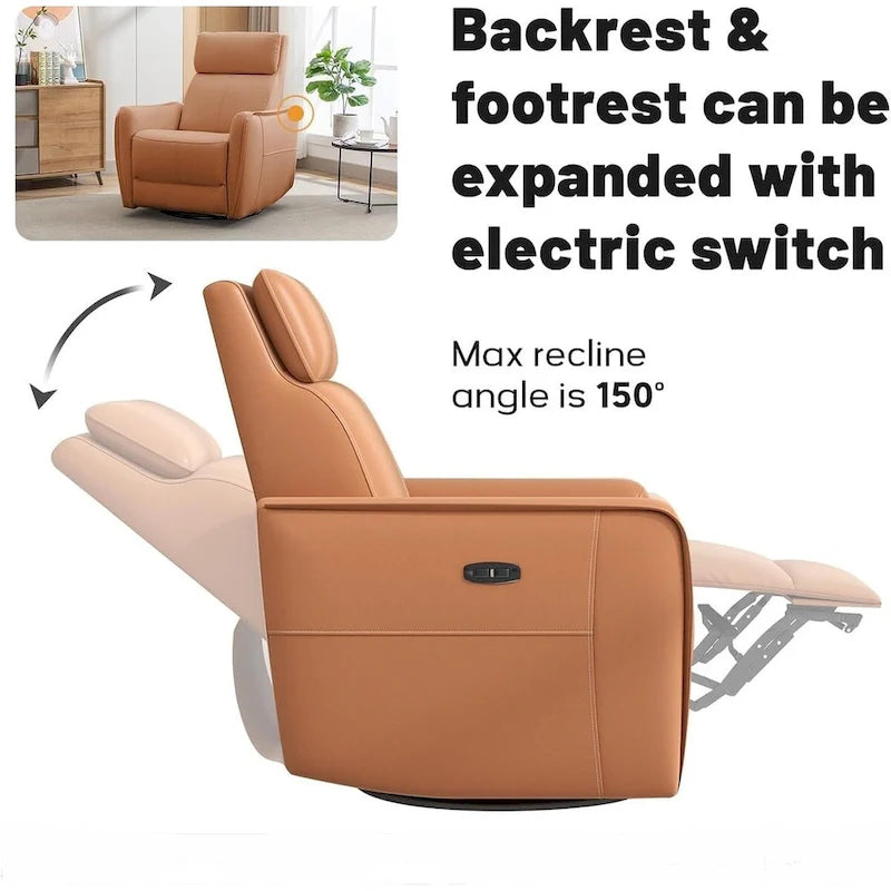 Fauteuil inclinable, pivotant et berçant large de 32,3 po avec ports USB