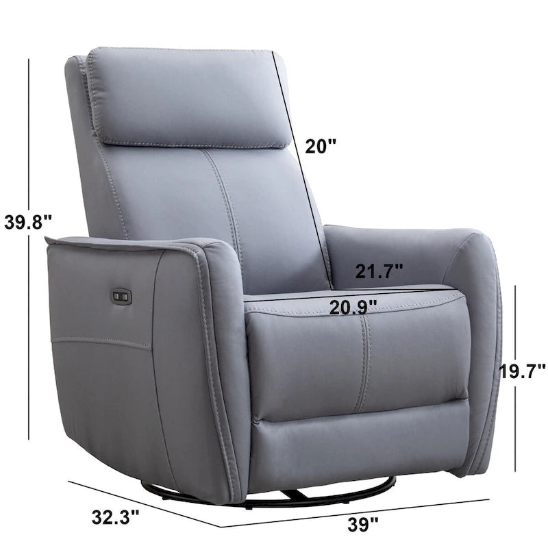 Fauteuil inclinable, pivotant et berçant large de 32,3 po avec ports USB