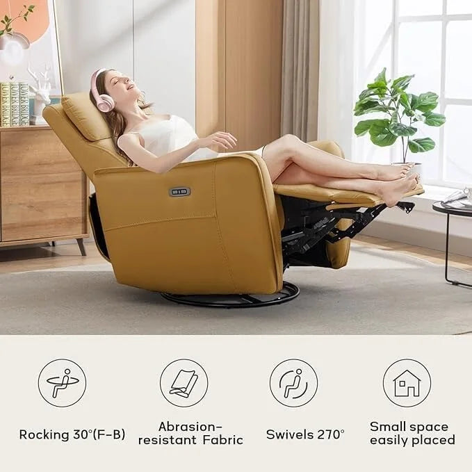 Fauteuil inclinable, pivotant et berçant large de 32,3 po avec ports USB