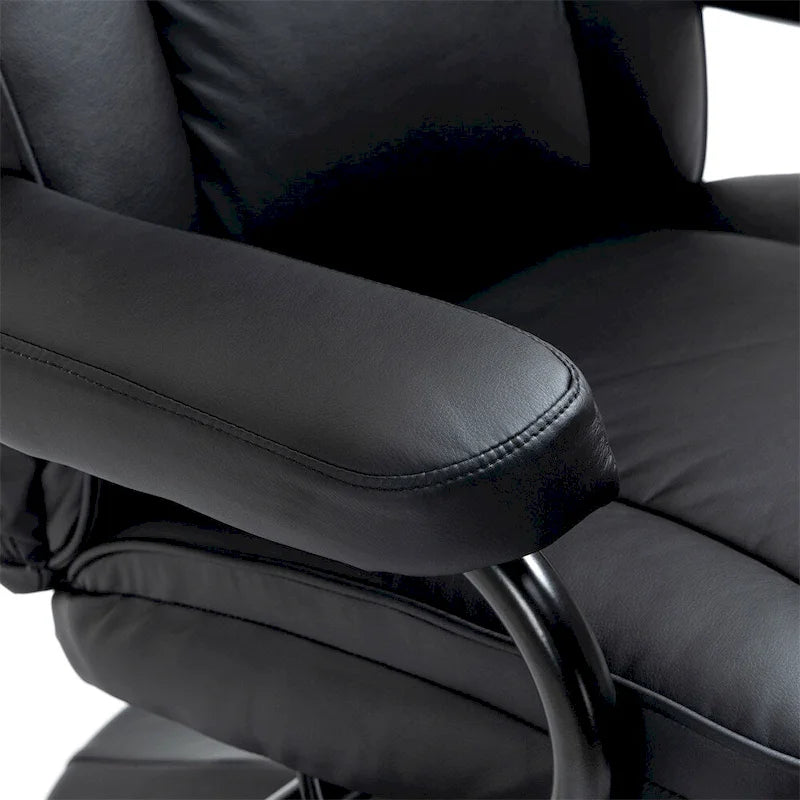 Fauteuil inclinable pivotant en cuir avec repose-pieds et accoudoirs ottoman