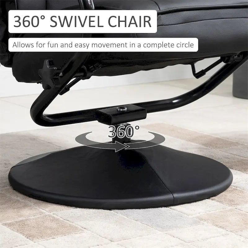 Fauteuil inclinable pivotant en cuir avec repose-pieds et accoudoirs ottoman