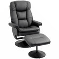 Fauteuil inclinable et ottoman avec base enveloppée, fauteuil inclinable pivotant en cuir PU avec repose-pieds, noir