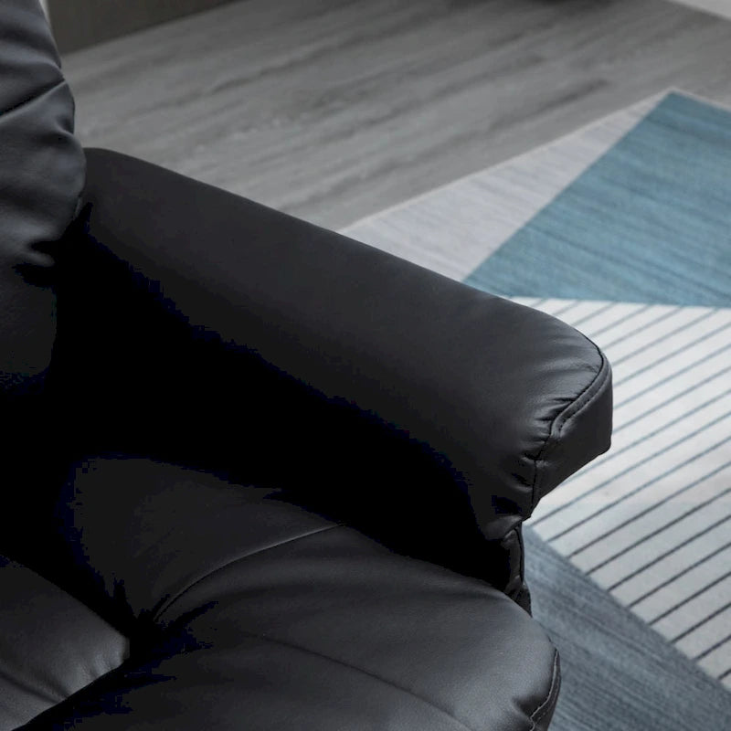 Fauteuil inclinable et ottoman avec base enveloppée, fauteuil inclinable pivotant en cuir PU avec repose-pieds, noir