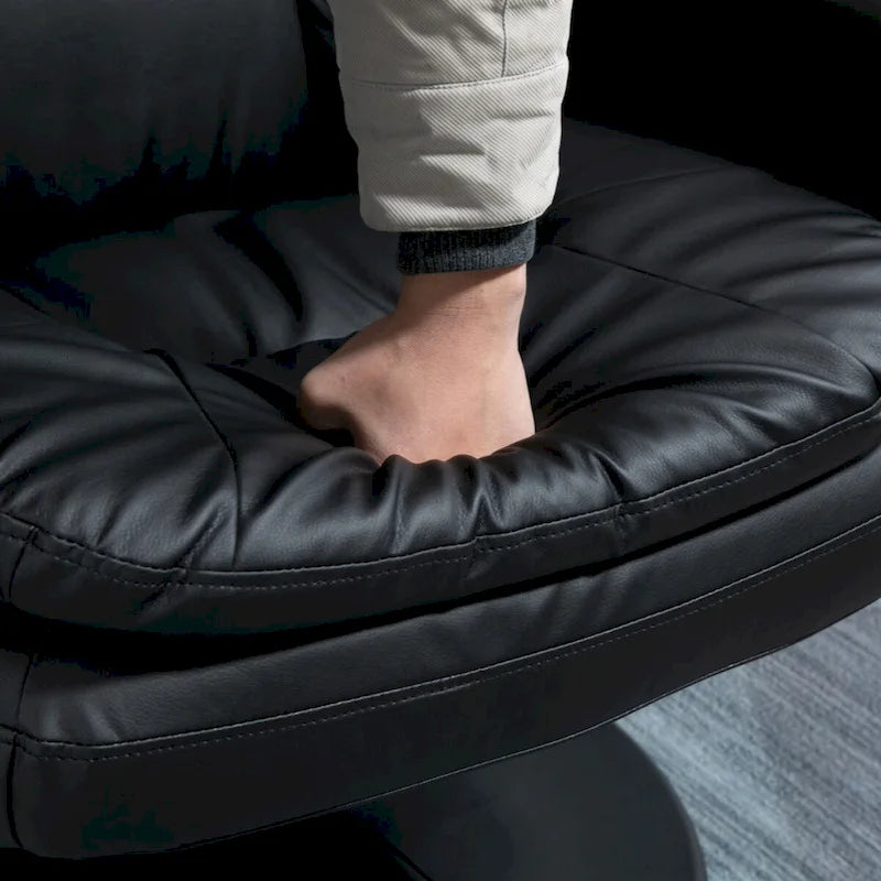 Fauteuil inclinable et ottoman avec base enveloppée, fauteuil inclinable pivotant en cuir PU avec repose-pieds, noir