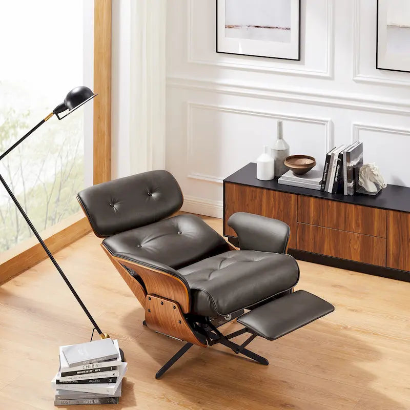 Fauteuil inclinable électrique pivotant en cuir pleine fleur Art Leon