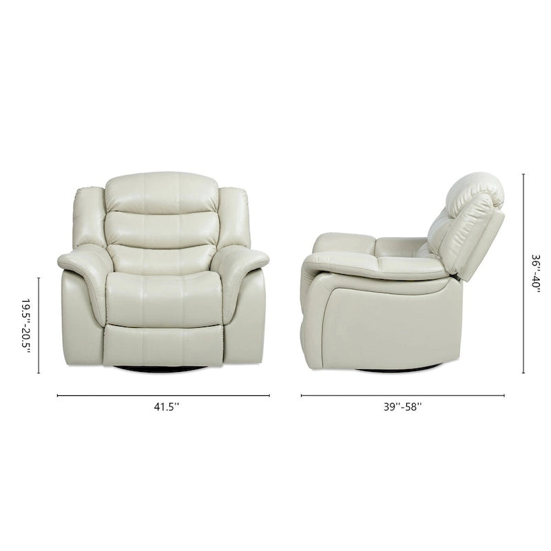 Fauteuil inclinable pivotant et coulissant manuel Rover 41,5 en similicuir