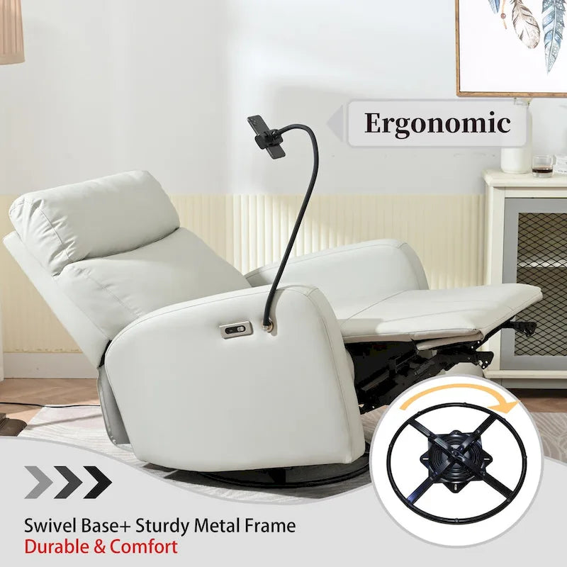 Fauteuil inclinable, pivotant et berçant 270Power, canapé inclinable électrique avec ports USB, fauteuil pivotant et berçant motorisé