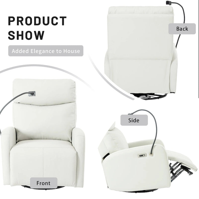 Fauteuil inclinable, pivotant et berçant 270Power, canapé inclinable électrique avec ports USB, fauteuil pivotant et berçant motorisé