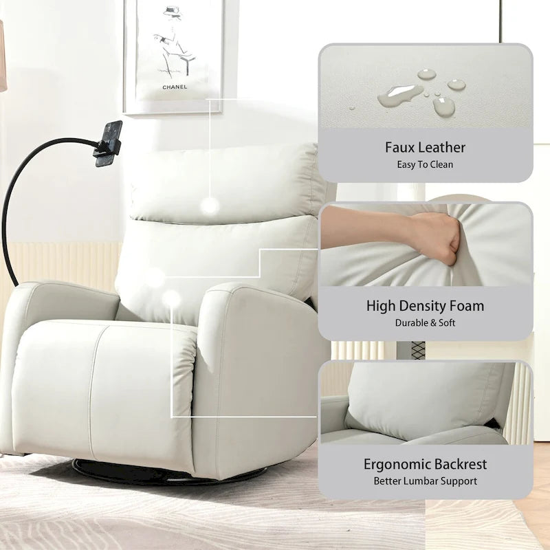 Fauteuil inclinable, pivotant et berçant 270Power, canapé inclinable électrique avec ports USB, fauteuil pivotant et berçant motorisé