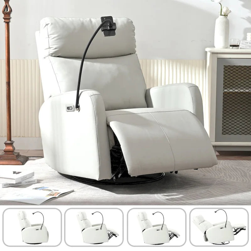 Fauteuil inclinable, pivotant et berçant 270Power, canapé inclinable électrique avec ports USB, fauteuil pivotant et berçant motorisé