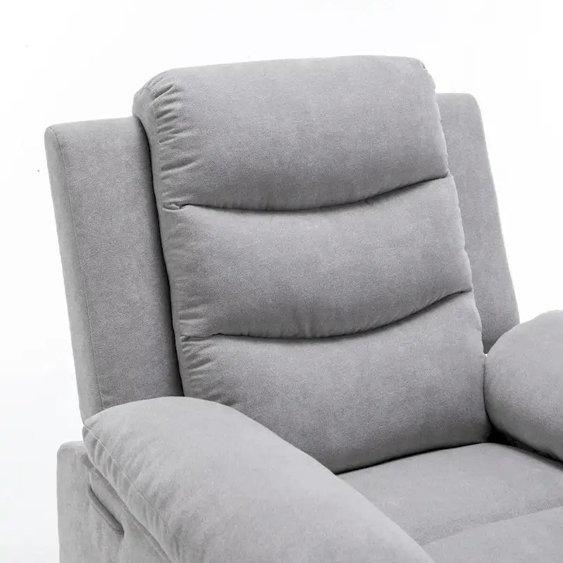 Fauteuil inclinable électrique en velours gris clair, design ergonomique, chauffant, massant, structure en acier