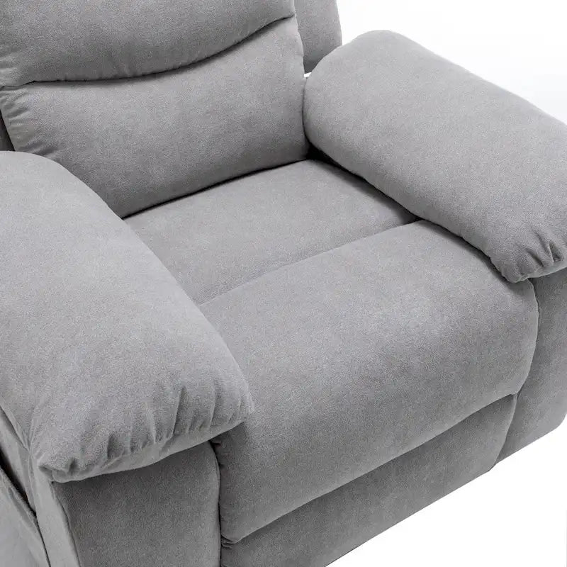 Fauteuil inclinable électrique en velours gris clair, design ergonomique, chauffant, massant, structure en acier