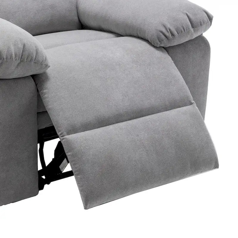 Fauteuil inclinable électrique en velours gris clair, design ergonomique, chauffant, massant, structure en acier