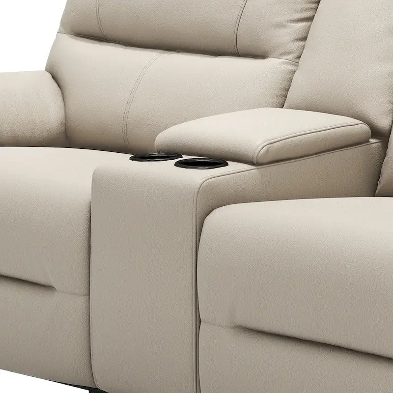 Causeuse inclinable électrique en cuir 2 places Malibu 79 avec console et porte-gobelets
