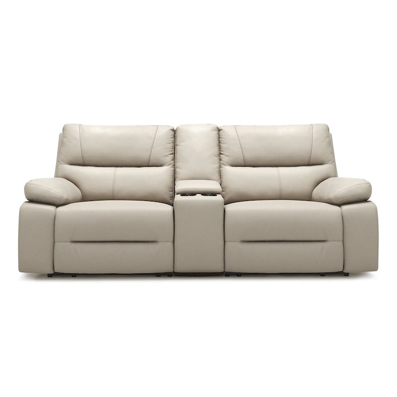 Causeuse inclinable électrique en cuir 2 places Malibu 79 avec console et porte-gobelets