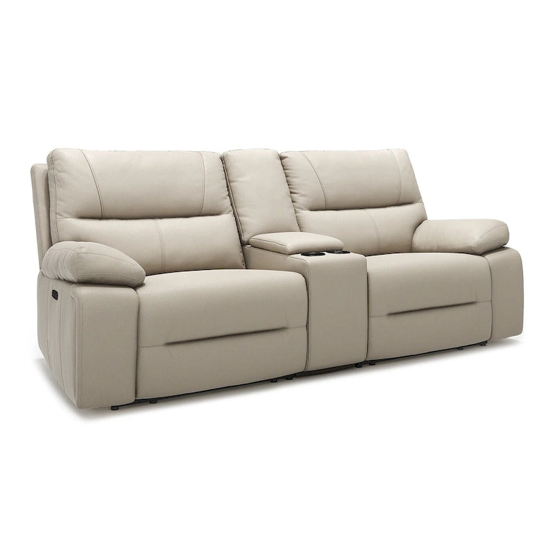 Causeuse inclinable électrique en cuir 2 places Malibu 79 avec console et porte-gobelets