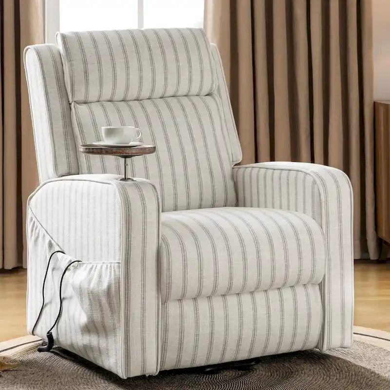 Fauteuil inclinable motorisé Darrell Modern Lift Assist avec massage, chauffage, port de charge et plateau en bois massif par HULALA HOME