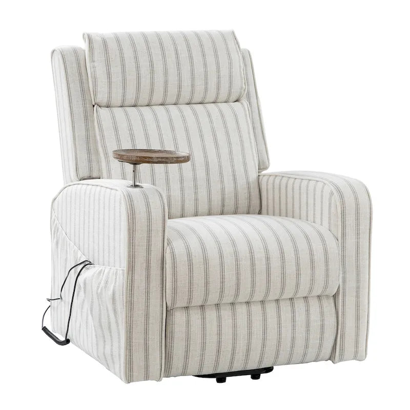 Fauteuil inclinable motorisé Darrell Modern Lift Assist avec massage, chauffage, port de charge et plateau en bois massif par HULALA HOME