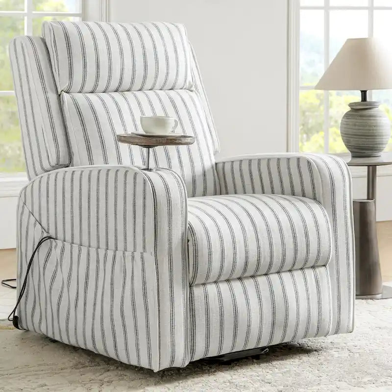Fauteuil inclinable motorisé Darrell Modern Lift Assist avec massage, chauffage, port de charge et plateau en bois massif par HULALA HOME