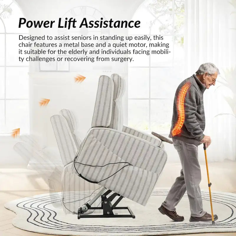 Fauteuil inclinable motorisé Darrell Modern Lift Assist avec massage, chauffage, port de charge et plateau en bois massif par HULALA HOME