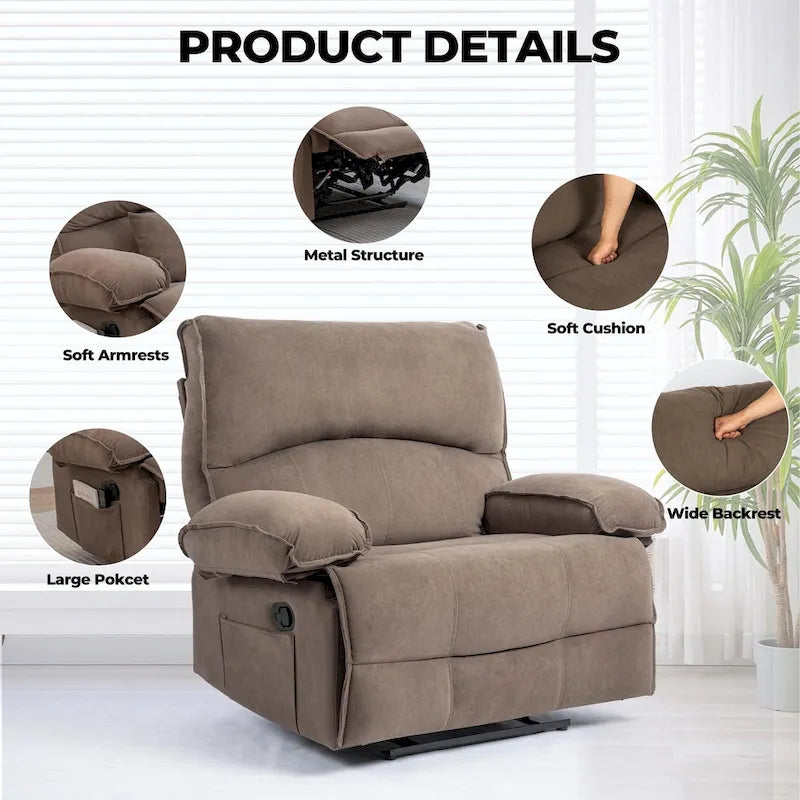 Fauteuil inclinable manuel surdimensionné pour salon