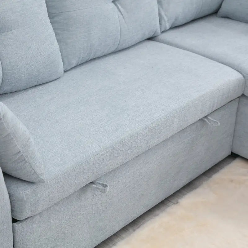 Le canapé en U peut être transformé en fauteuil inclinable avec fonction de rangement