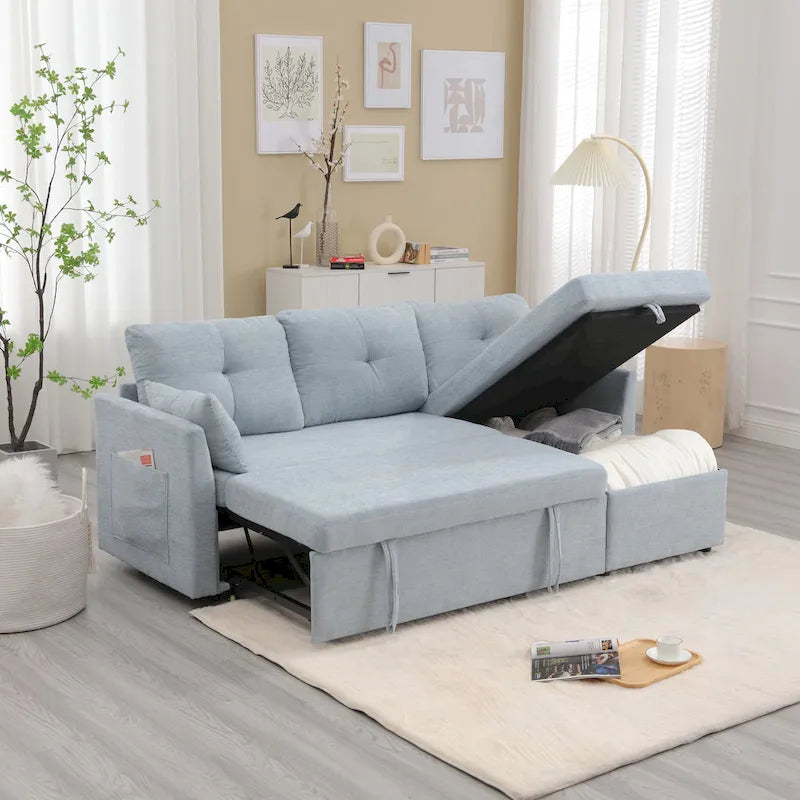 Le canapé en U peut être transformé en fauteuil inclinable avec fonction de rangement