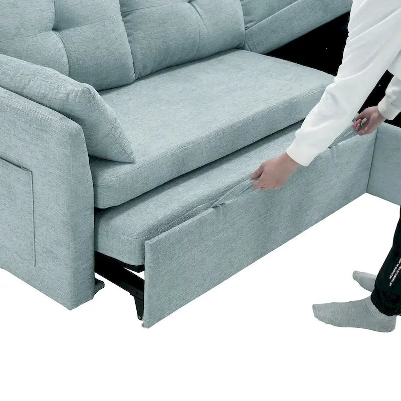 Le canapé en U peut être transformé en fauteuil inclinable avec fonction de rangement