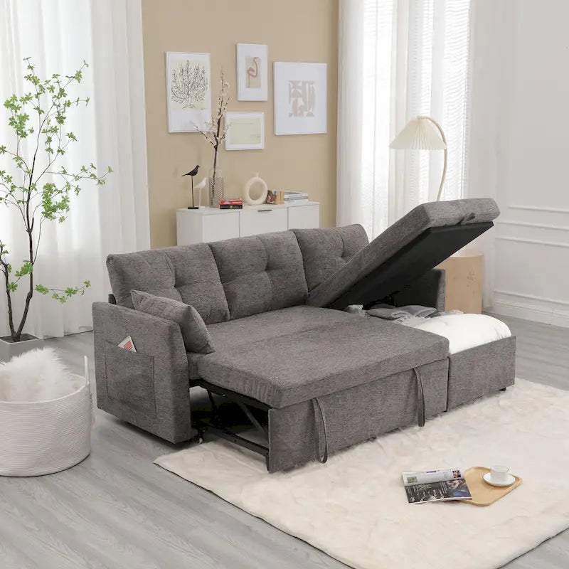 Le canapé en U peut être transformé en fauteuil inclinable avec fonction de rangement