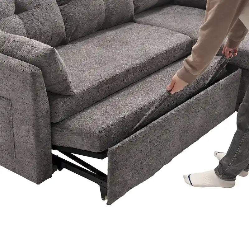 Le canapé en U peut être transformé en fauteuil inclinable avec fonction de rangement