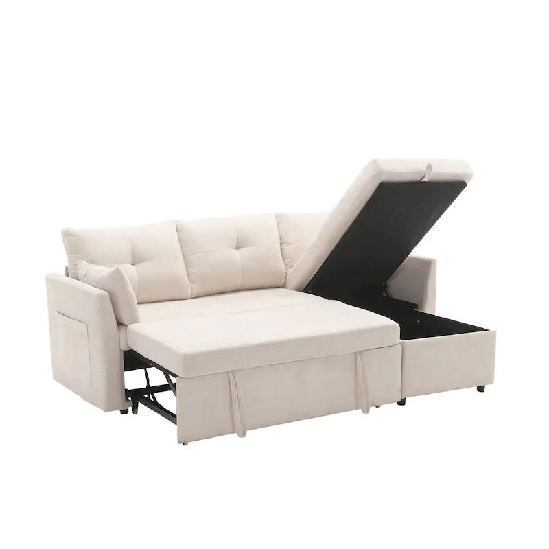 Le canapé en U peut être transformé en fauteuil inclinable avec fonction de rangement
