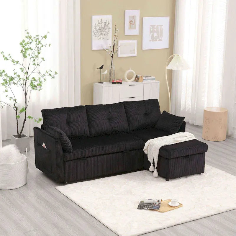 Le canapé de rangement en L se transforme en fauteuil inclinable