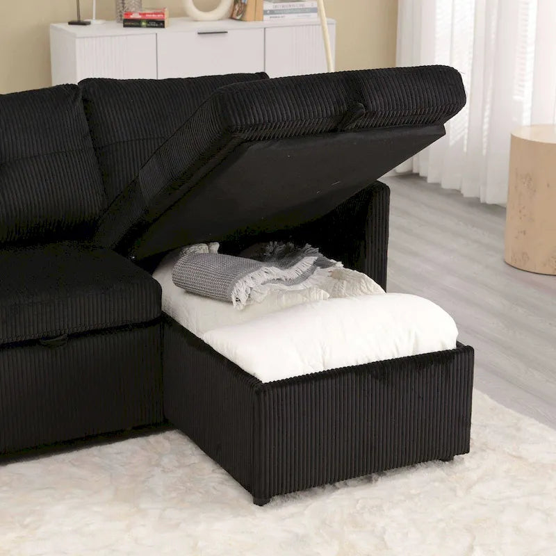 Le canapé de rangement en L se transforme en fauteuil inclinable