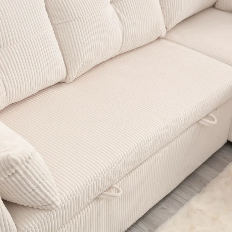 Le canapé de rangement en L se transforme en fauteuil inclinable