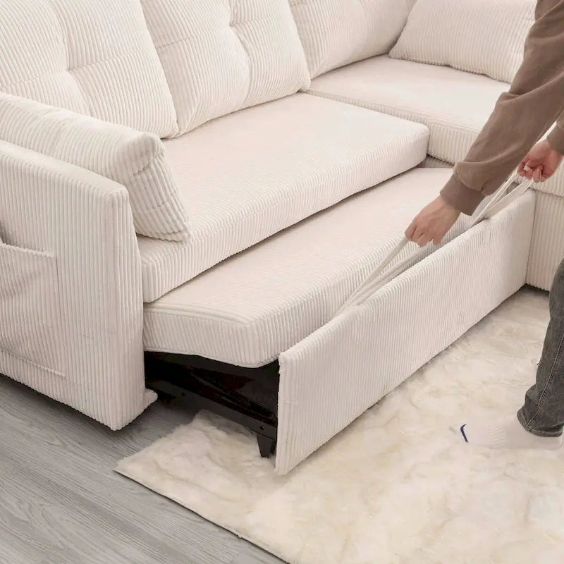 Le canapé de rangement en L se transforme en fauteuil inclinable