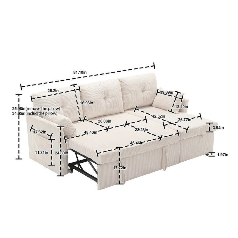Le canapé de rangement en L se transforme en fauteuil inclinable