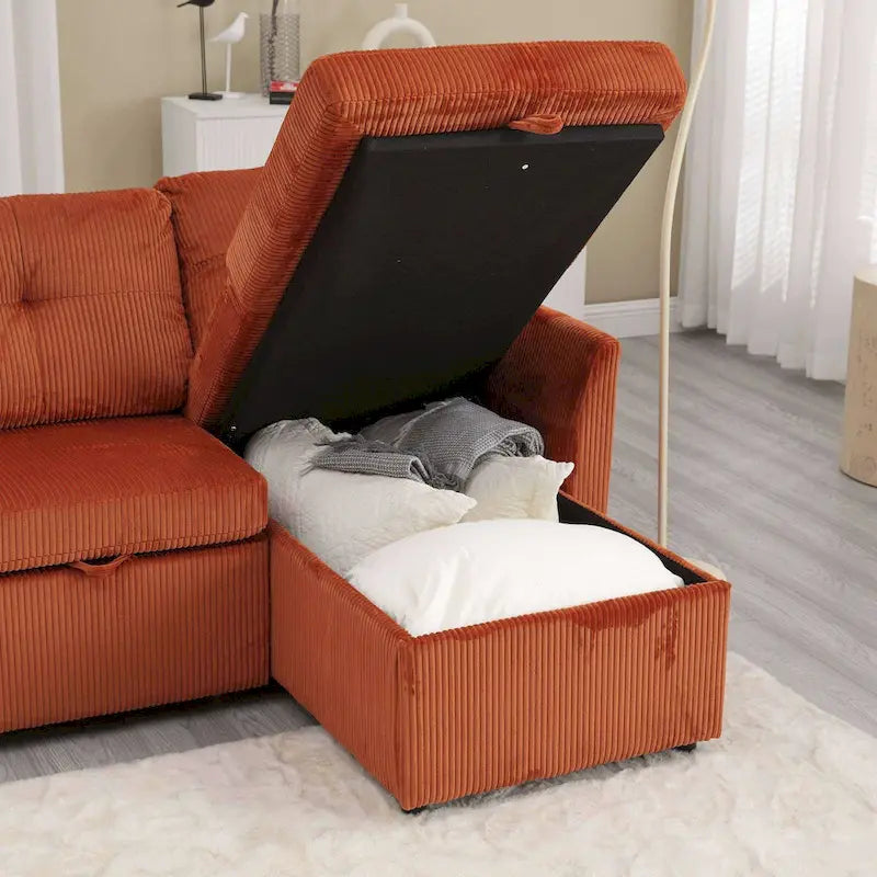 Le canapé de rangement en L se transforme en fauteuil inclinable