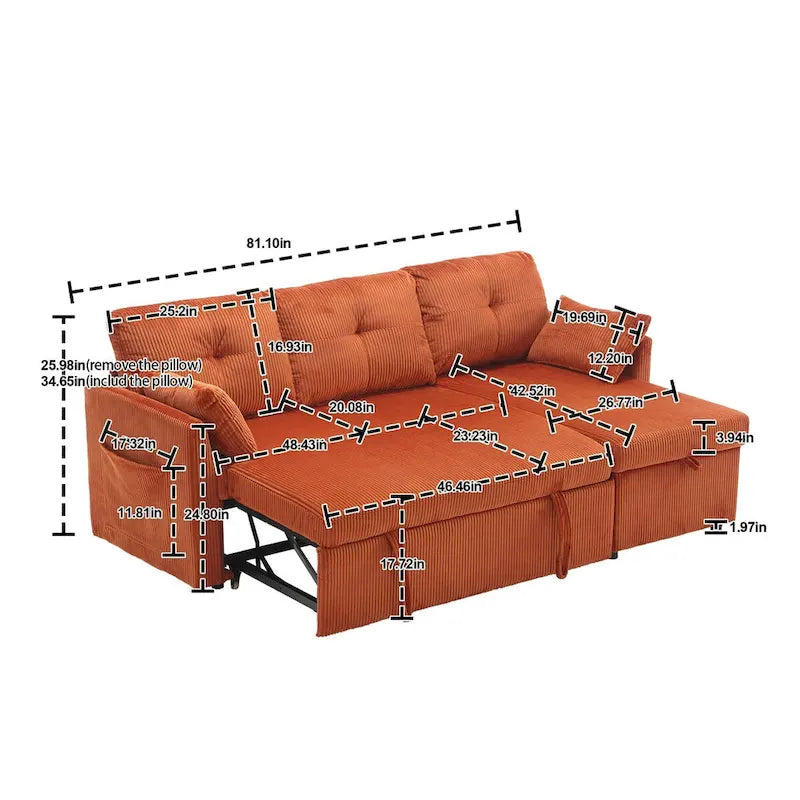 Le canapé de rangement en L se transforme en fauteuil inclinable