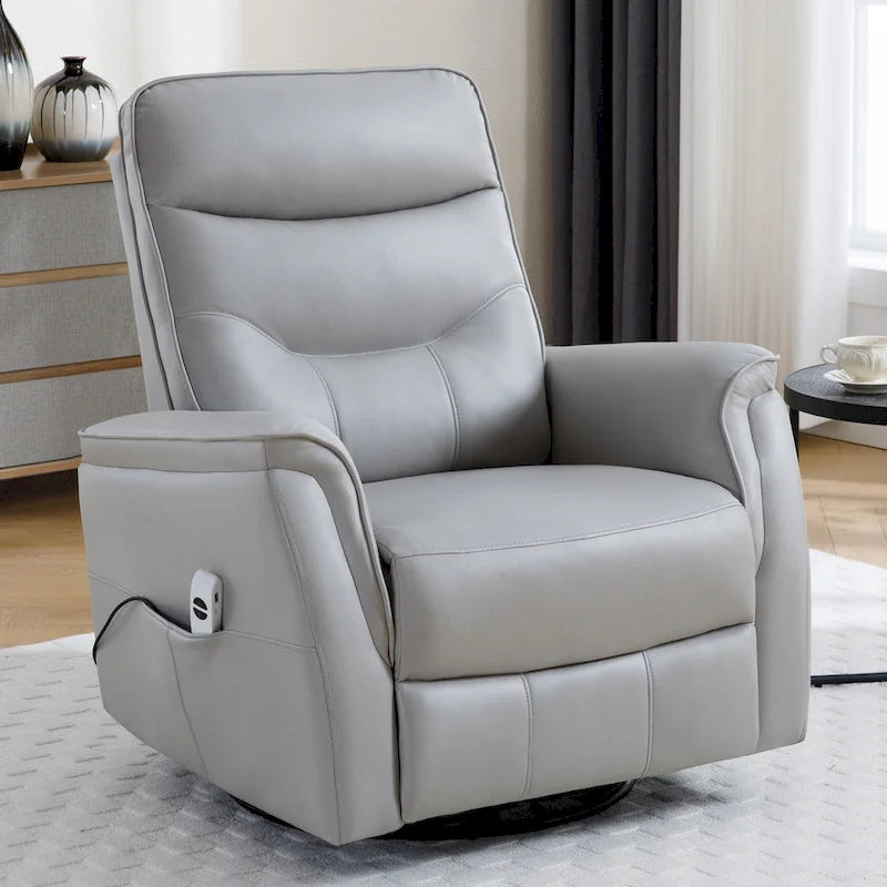 HOMYKA Fauteuil Inclinable Pivotant en Similicuir avec Port USB