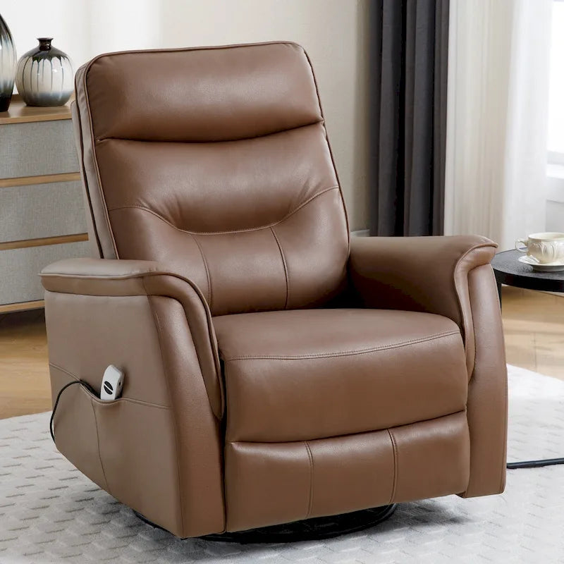 HOMYKA Fauteuil Inclinable Pivotant en Similicuir avec Port USB