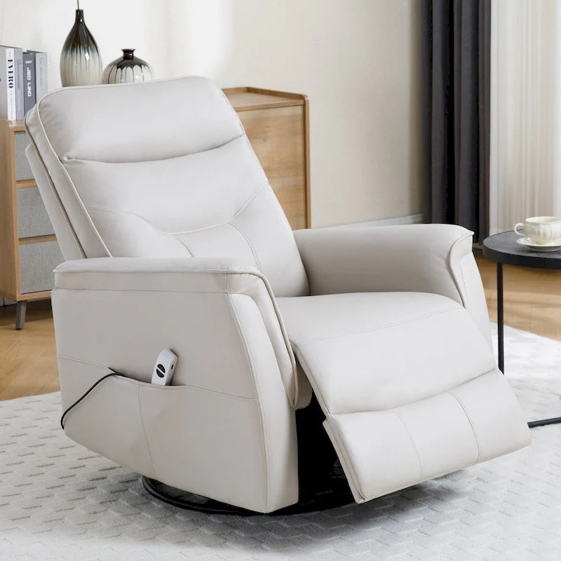 HOMYKA Fauteuil Inclinable Pivotant en Similicuir avec Port USB